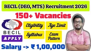 BECIL Recruitment 2026 || 154 Vacancies || DEO, MTS, Assistant & More || Apply Offline || #viral 