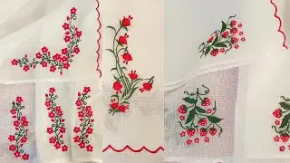 White Machine Embroidery Sarees | Christmas Special White And Red Combination Sarees