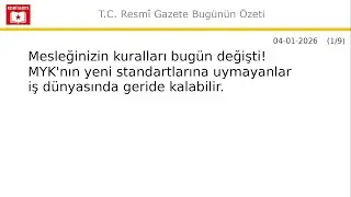 4 Ocak 2026 - Ulusal Meslek Standartlarına Dair Tebliğ (Tebliğ No: 2016/12)&rsquo;d... #İşD&uuml;nyası