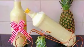 LICOR CREMOSO DE ABACAXI 🍍 UM DOS LICORES MAIS SABOROSOS QUE JÁ FIZ! FICA PRONTO NA HORA 😱