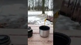 Winter! Park! Hot tea! ASMR relax!