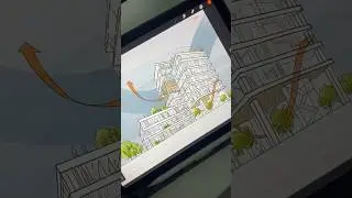 Architectural concept design of high-rise building, style inspired by Pavel A. Fomenko @pavfom .