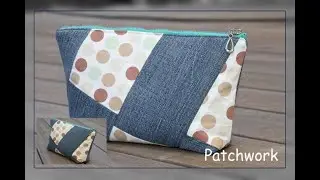 Patchwork Tasche / Beutel / Kosmetiktasche Jeans * nähen sewing