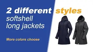 Women's Softshell Long Jacket with Hood Fleece Lined Windproof Warm up Waterproof Windbreaker