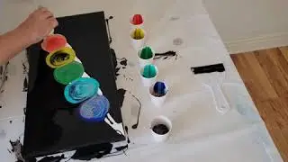 Acrylic Pour Tree Ring with Negative Space Chakras