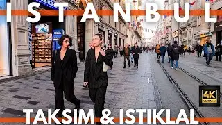 Istanbul Turkey 2023 Taksim Square,Istiklal Street 16 January 2023 Walking Tour | 4K ULTRA HD 60FPS