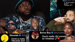 Top celebrities React to Davido new Album &lsquo;TIMELESS&rsquo; As it BREAKS wizkid and Burna boy record in USA