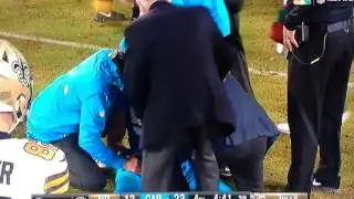 Luke kuechly cries after getting injured vs Saints