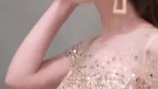 Lungo Belle Con Tulle Maniche Corte Oro Paillettes Vestiti Da Ballo Estivi