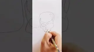 Skeleton head one line drawing #shorts#short#viral #viralvideo #easydrawing #drawing #shortvideo