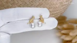 Pearly Lustre New Yorker Freshwater Pearl Earrings WE00040. Cat Pearl Earrings, Woman who love Cat!