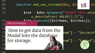18. How to get data from the Modal into the database for storage.