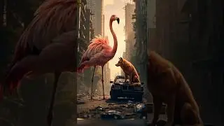 amazing FLAMING-WOLF MONSTER #ai #aivideo #fusion #flamingo #wolf #animals #trending #disaster