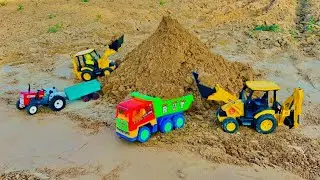 jcb fully loading sand Swaraj tractor trolley | jcb ki khudai|truck|@MrDevCreators
