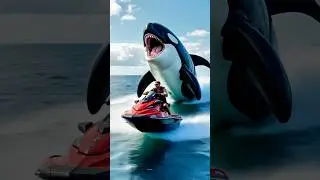 Orca Chases Man on Jet Ski! 🌊😱🐋 #OrcaChase #JetSkiEscape #WildOcean