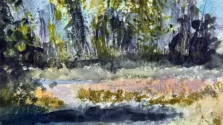 Wetlands East - Watercolor landscape painting