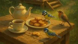 Cozy Forest Cabin Ambience | Birds Stealing Cookies | Relaxing Nature Sounds & Tea Time
