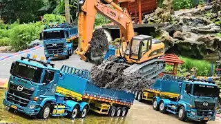 AKSI KE 82 ‼️ Proyek Jalan Layang Rc Truk Trailer VS Hino Tronton Angkut Pasir Tergelincir Berputar 