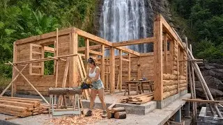 TIMELAPSE: Talented young woman builds her dream wooden villa in the forest by hand in just 2 years.