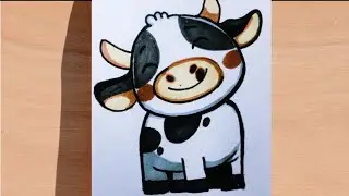 How to draw cute cow 🐮 || Easy cow drawing for beginners 