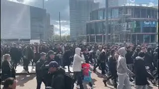 Ajax Amsterdam fans F-Side and VAK410 Hooligan Groups marching together