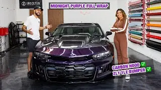 Camaro 5th Gen Inozetek Midnight Purple // VIS Racing Carbon Fiber Hood // ZL1 1LE Bumper