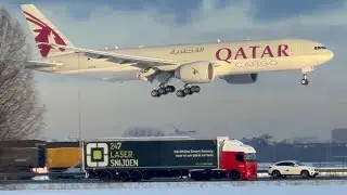 BOEING 777-F QATAR CARG FROM FRANKFURT TO AMSTERDAM LANDING SCHIPHOL AIRPORT A7BTB #aviation #viral