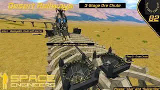 Space Engineers : Folding Ore Chutes in 3 step in place of a Jaw: Desert Rail Survival 82: