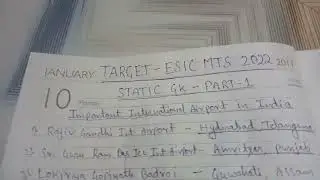 ESIC MTS STATIC GK