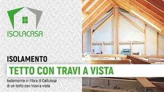 Isolacasa isolamento termico con fibra di cellulosa thermofloc di un tetto con travi a vista