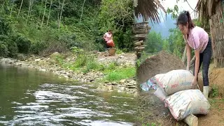 Transporting sand, bricks, and cement is a long and tiring journey | chuc ha diep