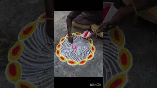Colour kolam  #rangoli #muggulu #colourkolam #easyrangoli #kolamdesign