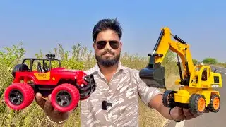 RC JCB Excavator Model V/S RC Mahindra Thar 4x4 Die cast model Unboxing, Race & Review |