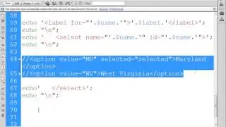 States Dropdown Menu Function in PHP