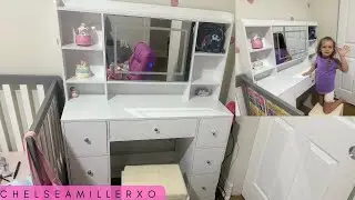 Vanity Desk with Mirror & Lights, Built-in Power Outlet, Dimmable LED, 7 Drawers w Padded Stool