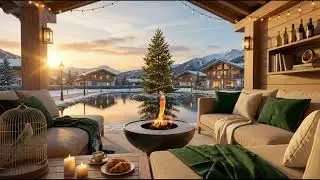 Warm Winter Sunset & Smooth Swing Jazz 🕯️🌅 | Cozy Cabin Ambiance for Dinner & Relaxing