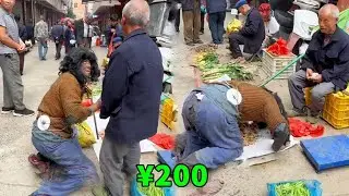 阿義假扮乞丐上街乞討，大娘一把將他推倒在地只因嫌棄他髒，善良的爺爺將他扶起還給買米粉吃！ 【阿義走鄉村】#Farm #tour #drama #正能量