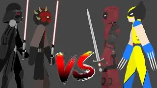 Darth Vader and Darth Maul vs Wolverine and Deadpool (Stick Nodes Animation)