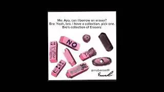 Bro's Erasers. Bro has a collection of them from who knows where. #funny #bro #art #procreate #edit