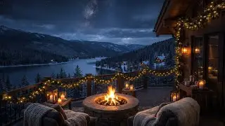 Cozy Winter Night by the Fire 🔥❄️ | Peaceful Mountain Lake Ambience