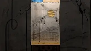 Today I practiced abstract art. charcoal,  liquid Graphite and gold acrylic 