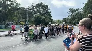 ANZAC Day March at Ourimbah. Gosford Town Band played and marched. Followed by local school kids.