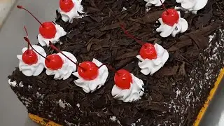 Black Forest / Black Forest Square Cake / Cherry Cake / Eggless Frosting Finishing Cake 