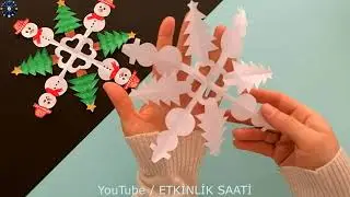 КАК СДЕЛАТЬ СНЕГОВИК ИЗ БУМАГИ☃️РОЖДЕСТВЕНСКИЕ УКРАШЕНИЯ СВОИМИ РУКОВОДСТВАМИ  РОЖДЕСТВЕНСКИЕ БУМАГИ