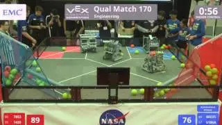 VEX Worlds 2016 - VRC High School - Engineering - Qual 170 (7853 7439) 142 vs 220 (6023S 6106A)