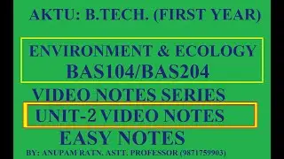 ENVIRONMENT AND ECOLOGY ( BAS104 / BAS 204) UNIT 2 VIDEO NOTES AKTU I BAS104 I BAS204
