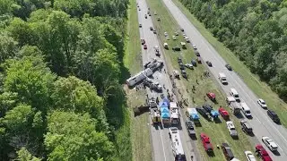 Drone footage from the deadly Thruway bus crash