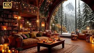 Silent Pines Winter Jazz Library ❄️ Snowy Cabin Retreat with Ember Glow & Peaceful Jazz Ambience