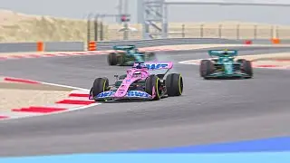 PINK ALPINE with ALONSO overtakes 2 ASTON MARTINS! 🤣 while testing in Bahrain | Assetto Corsa