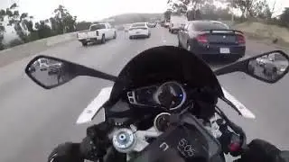 Angry biker road rage mirror smashed! Lane splitting
